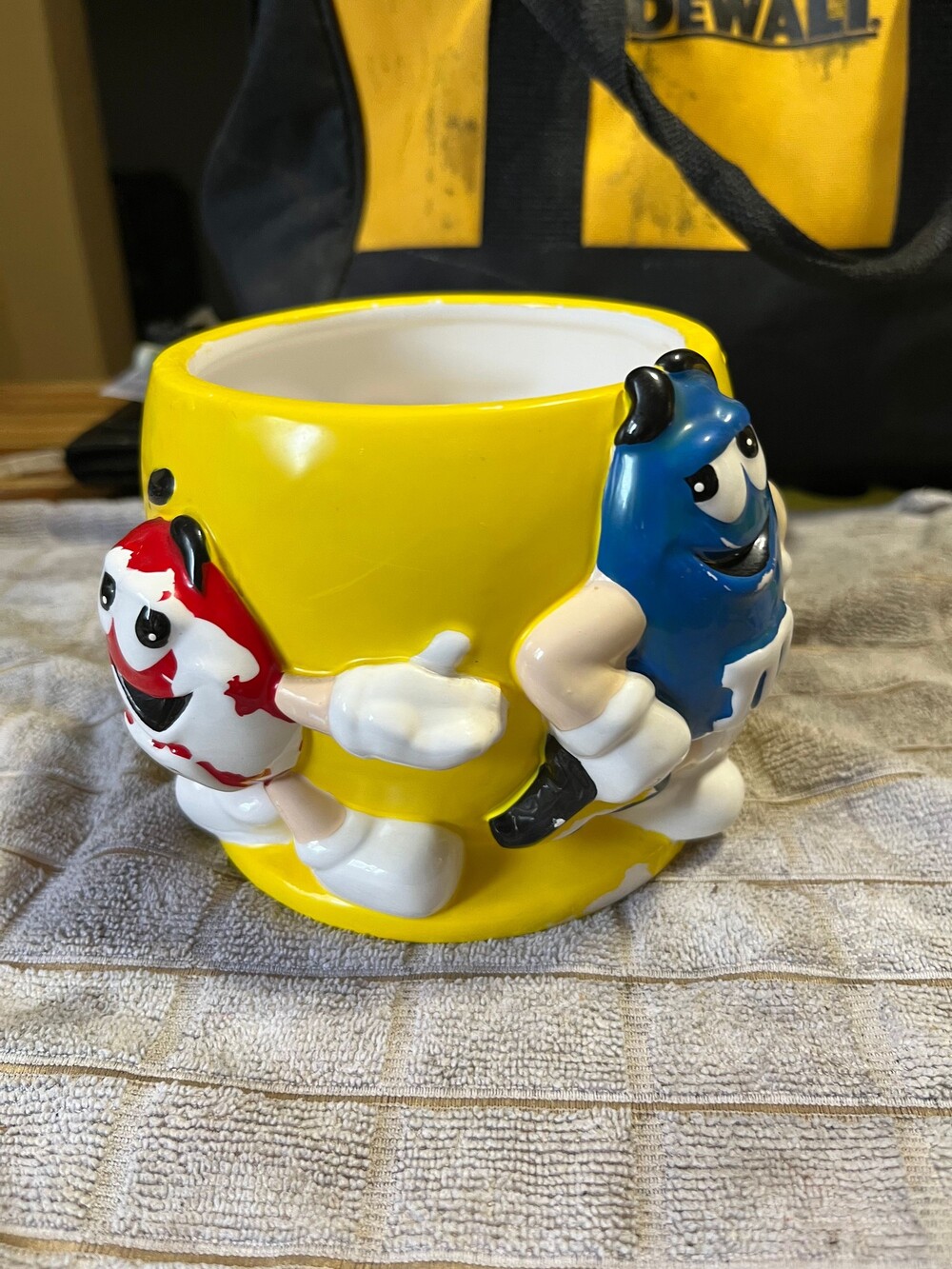 M&M's Red and Blue Yellow Ceramic Candy Dish Planter